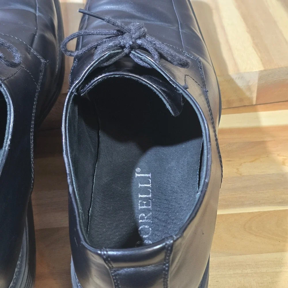 Borelli Martin Dress Shoes 12 Black Leather Square‎ Toe Derby Oxford 323083